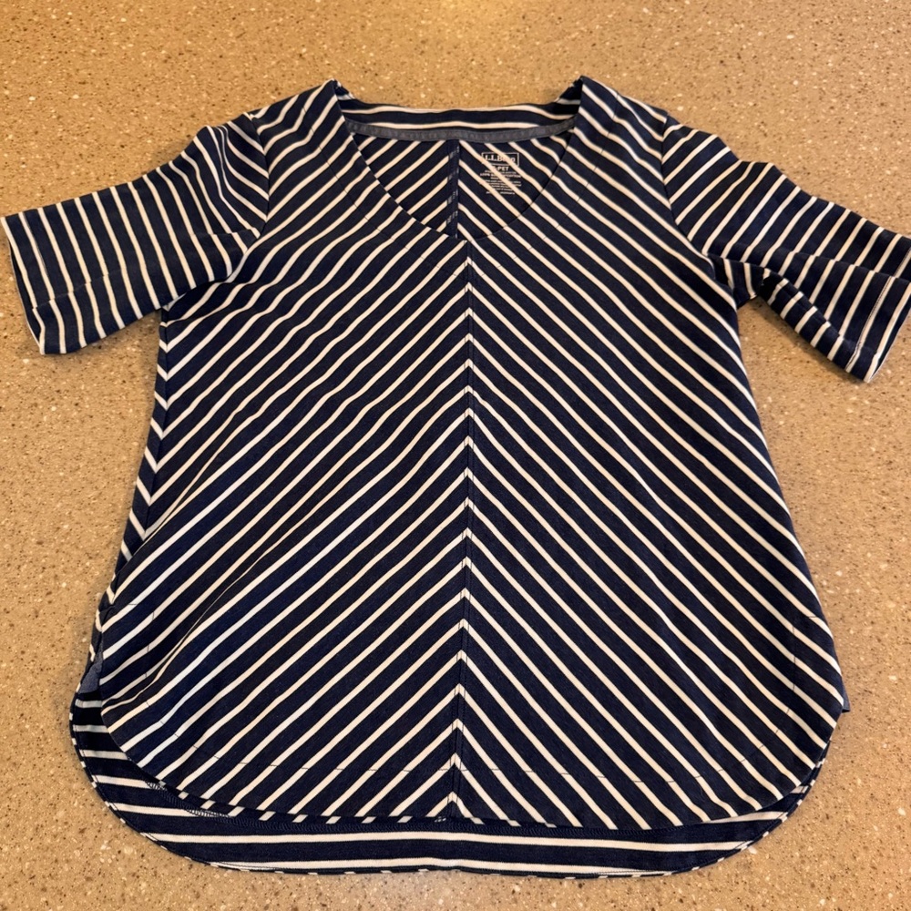 L.L. Bean Blue and White Striped Shirt, Petite small, 100% cotton
